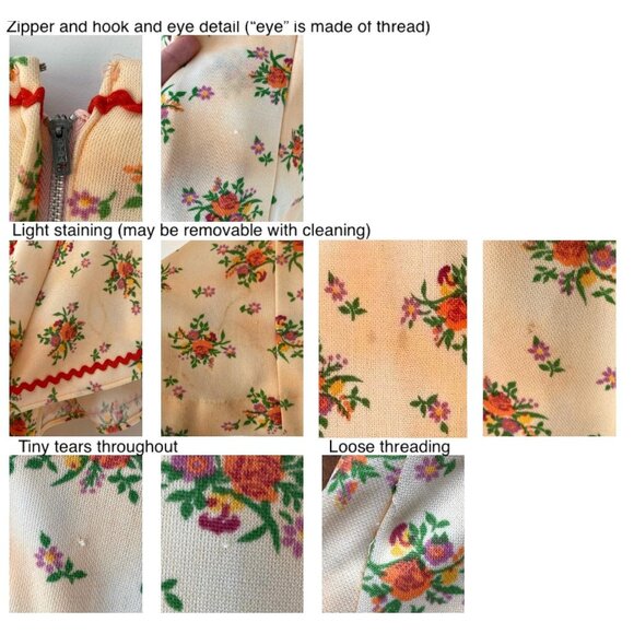 70s vintage handmade pink orange floral print cute coquette midi summer dress - Picture 9 of 9